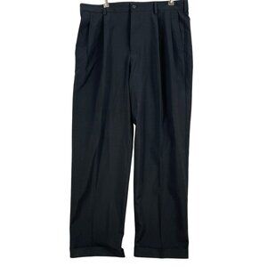 Ben Hogan Mens Dress Pants 34x30 Black Pleated Polyester Blend